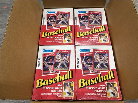 LOT OF 12 DONRUSS 1990 BASEBALL CARD BOXES-36 PACKS PER BOX ALL SEALED