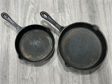 2 CAST IRON HEUCK CLASSIC PANS (Largest is 10” diameter)