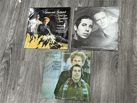 3 SIMON & GARFUNKEL RECORDS - SCARTCHED / SLIGHTLY SCRATCHED