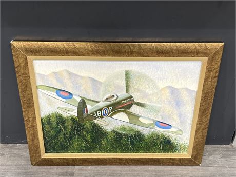 ORIGINAL SPITFIRE PAINTING IN FRAME 33”x25”