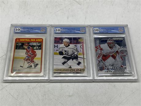 3 GCG 10 GRADED ROOKIE CARDS