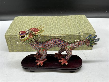 CLOISONNÉ DRAGON ON STAND (10” wide)