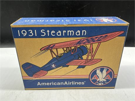 AMERICAN AIRLINES DIECAST 1931 STEARMAN AIRPLANE IN BOX