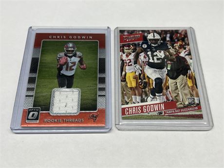 CHRIS GODWIN GAME USED ROOKIE PATCH CARD & PRESTIGE ROOKIE CARD