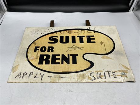 VINTAGE MID CENTURY “FOR RENT” SIGN (19”x12”)