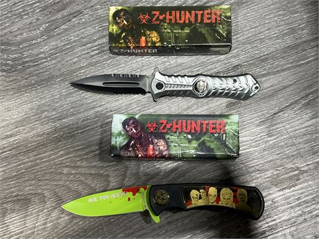 2 NEW ZOMBIE HUNTER POCKET KNIVES (8”)