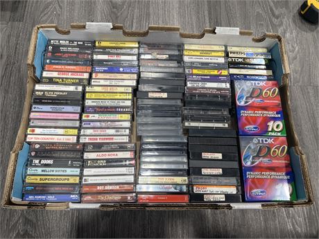 TRAY OF ASSORTED CASSETTES - MOSTLY ROCK