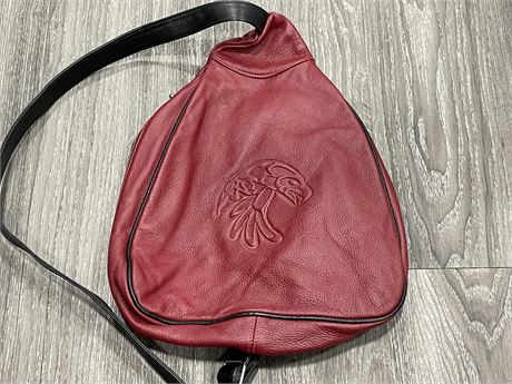 RED LEATHER FIRST NATION BACKPACK