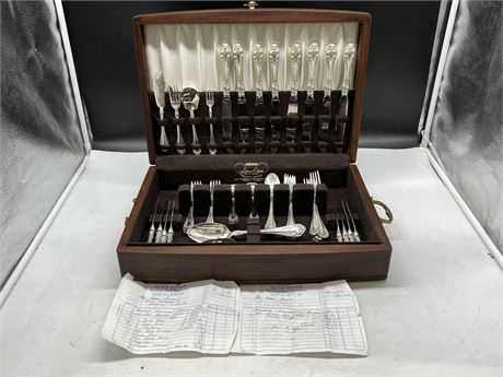 54 PIECE STERLING “NORTHUMBRIA” 1945 CUTLERY SET W/RECEIPT FROM 1988 ($10,610)