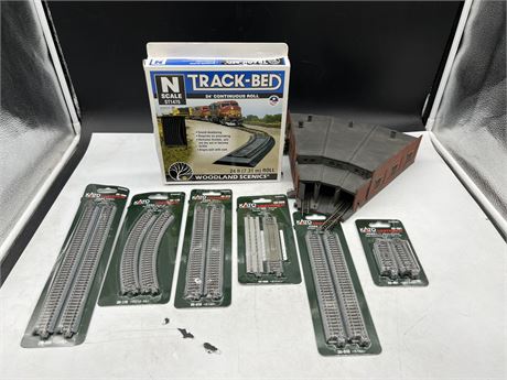 N-SCALE LOCOMOTIVE SHED, NEW KATO TRACKS & NEW TRACKBED