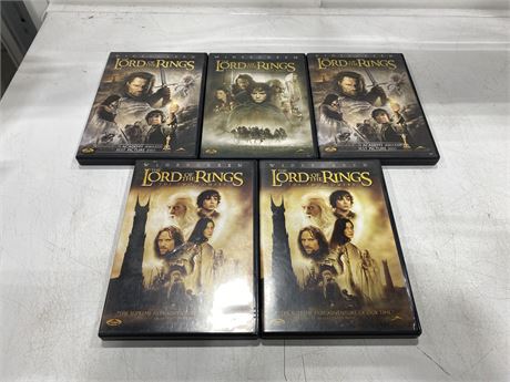 LORD OF THE RINGS DVDS LIKE NEW