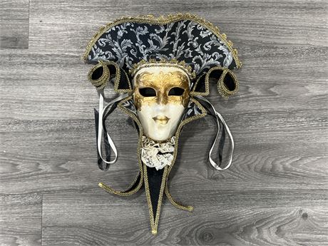 SIGNED / STAMPED VENETIAN MASK - HAND CRAFTED IN ITALY - 20” LONG