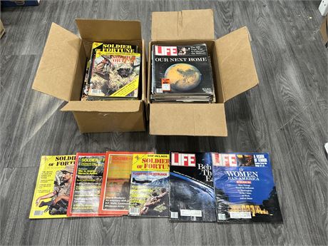 2 BOXES OF VINTAGE SOLDIER / LIFE MAGAZINES