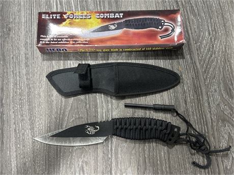 NEW ELITE FORCES COMBAT KNIFE W/SHEATH - 10” LONG