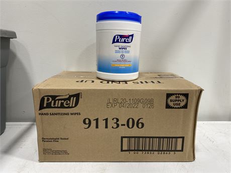 6 TUBS OF PURELL HAND SANITIZING WIPES