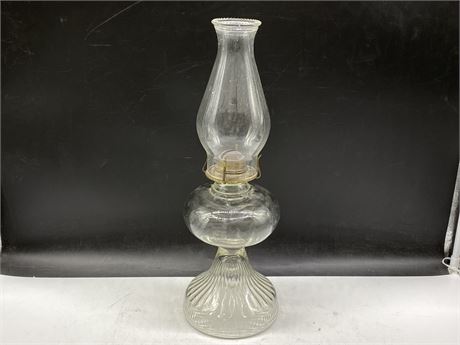 BEAUTIFUL ORIGINAL GLASS OIL LAMP (19”)