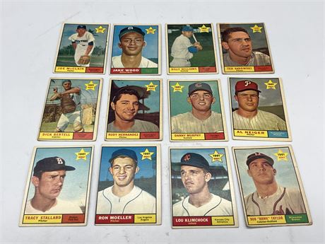 (12) 1961 ROOKIE TOPPS MLB CARDS