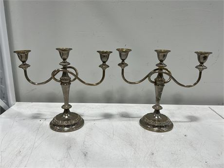 2 VINTAGE MADE IN ENGLAND CANDLE HOLDERS (11”)