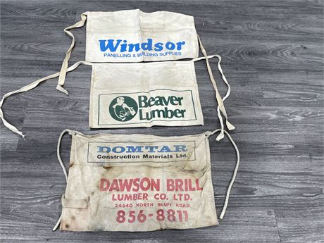 3 CANVASS CONSTRUCTION WOOD WORKER APRONS