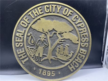 18” HEAVY ROUND SIGN COPY OF CYPRESS BEACH CITY SEAL