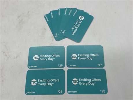 (10) $25 TSC GIFT VOUCHERS/SAVINGS CARDS ($250 Total) - EXPIRES JULY 31, 2024