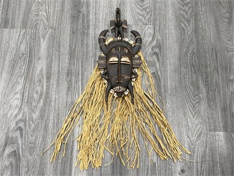 EARLY SEPIK RIVER AFRICAN MASK, INLAID W/COWRIE NASSA SHELLS (9”X17”)