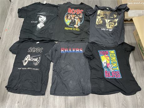 6 MISC BAND T-SHIRTS SIZE L