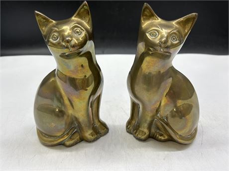 2 MCM MADE IN KOREA MADE IN KOREA HEAVY CAT STATUES - 7”