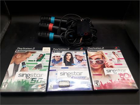 PS2 SINGSTAR GAMES AND MICROPHONES - VERY GOOD CONDITION