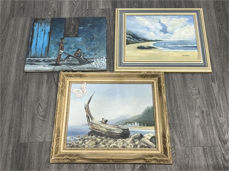 3 ORIGINAL SIGNED PAINTINGS (Largest is 25”x21”)