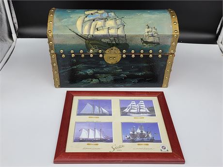 NAUTICAL BOX (14"x9") & 2002 LIMITED EDITION WINE LABELS