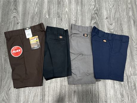 4 PAIRS OF DICKIES SHORTS - SIZES 29-LOW 30’s