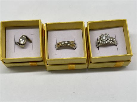 3 925 STERLING SILVER RINGS SIZES 5-6.75