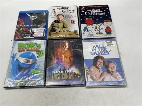 LOT OF 6 SEALED DVD’S / BLU-RAY