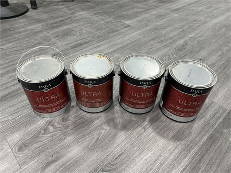 4 NEW PARA WHITE SEMI GLOSS PAINT CANS