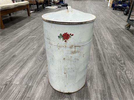 1950s TIN CONTAINER (21” tall)