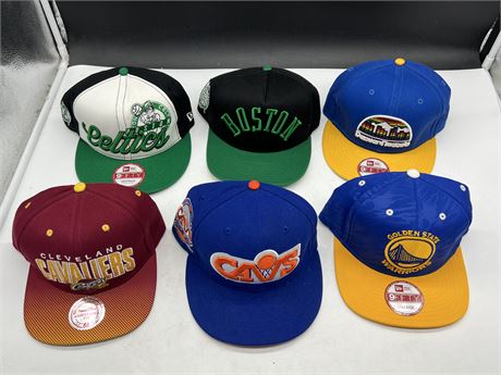 6 NBA HATS - SOME NEVER WORN