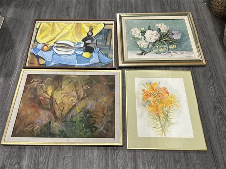 4 ORIGINAL SIGNED PAINTINGS (Bottom left is 33.5”x25.5”)