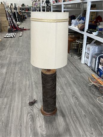 LARGE VINTAGE LAMP MADE FROM WALLPAPER STAMP (49” tall)