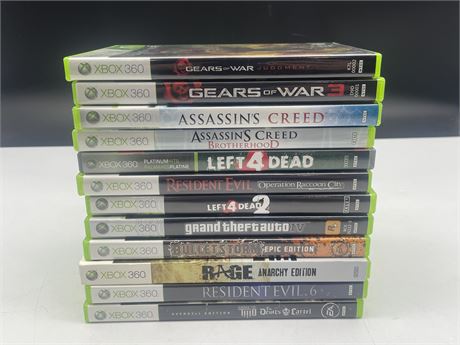 12 XBOX 360 GAMES - LIKE NEW CONDITION