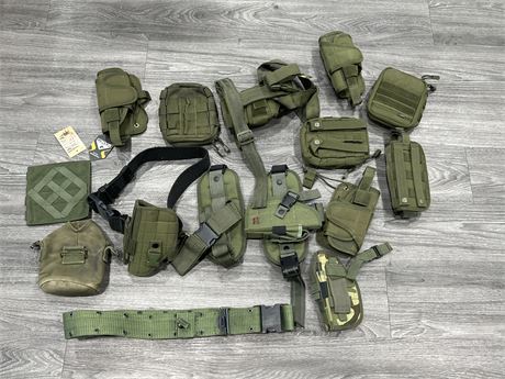 LOT OF MILITARY / MILITARY STYLE TACTICAL GEAR - SOME NEW