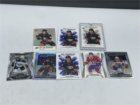 (8) MISC TREVOR ZEGRAS & COLE CAUFIELD ROOKIE NHL CARDS