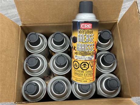 12 NEW WHITE LITHIUM GREASE SPRAY CANS