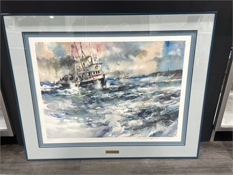 LARGE SIGNED NUMBERED BRENT HEIGHTON PRINT “HEADING HOME” 29”x31”