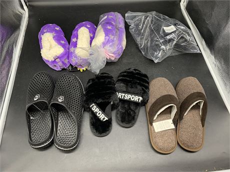6 PAIRS OF ASSORTED SLIPPERS/WATER SHOES