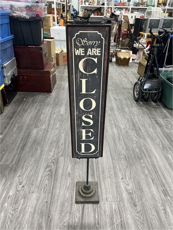 TWO SIDED OPEN / CLOSED METAL SIGN - 8” WIDE x 50”TALL
