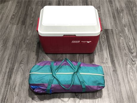 4 PERSON TENT AND COLEMAN COOLER
