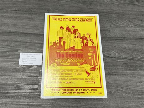 THE BEATLES YELLOW SUBMARINE CARDSTOCK CONCERT POSTER 23”x15”