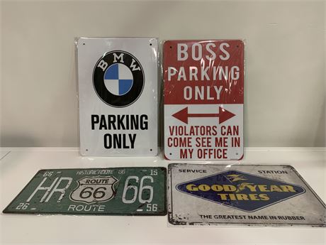 ASSORTED PARKING/CAR METAL SIGNS