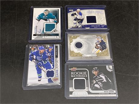 5 MISC NHL JERSEY CARDS